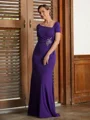 Sheath/Column Square Floor-Length Jersey Mother of the Bride Dresses With Beading