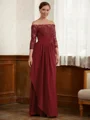 A-Line/Princess Off-the-Shoulder Floor-Length Stretch Crepe Mother of the Bride Dresses With Lace