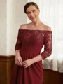 A-Line/Princess Off-the-Shoulder Floor-Length Stretch Crepe Mother of the Bride Dresses With Lace