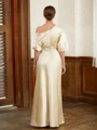 Sheath/Column Off-the-Shoulder Floor-Length Charmeuse Mother of the Bride Dresses With Ruffles