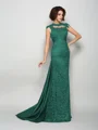A-Line/Princess High Neck Court Train Silk Like Satin Mother of the Bride Dresses