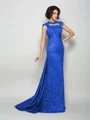 A-Line/Princess High Neck Court Train Silk Like Satin Mother of the Bride Dresses