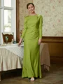 Sheath/Column Scoop Floor-Length Jersey Mother of the Bride Dresses With Ruffles