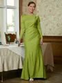 Sheath/Column Scoop Floor-Length Jersey Mother of the Bride Dresses With Ruffles