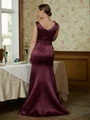 Sheath/Column Scoop Sweep Train Satin Mother of the Bride Dresses With Beading