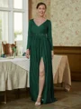 A-Line/Princess V-neck Sweep Train Jersey Mother of the Bride Dresses With Beading
