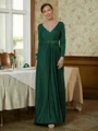 A-Line/Princess V-neck Sweep Train Jersey Mother of the Bride Dresses With Beading