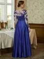 A-Line/Princess V-neck Floor-Length Satin Floor-Length With Applique