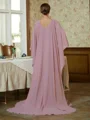 Sheath/Column Scoop Sweep Train Chiffon Mother of the Bride Dresses With Ruffles