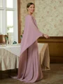 Sheath/Column Scoop Sweep Train Chiffon Mother of the Bride Dresses With Ruffles