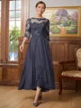 A-Line/Princess Scoop Asymmetrical Chiffon Mother of the Bride Dresses With Applique