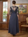A-Line/Princess Scoop Asymmetrical Chiffon Mother of the Bride Dresses With Applique