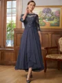 A-Line/Princess Scoop Asymmetrical Chiffon Mother of the Bride Dresses With Applique