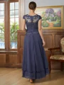 A-Line/Princess Scoop Asymmetrical Chiffon Mother of the Bride Dresses With Applique