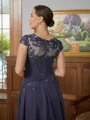 A-Line/Princess Scoop Asymmetrical Chiffon Mother of the Bride Dresses With Applique