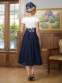 A-Line/Princess V-neck Tea-Length Chiffon Mother of the Bride Dresses Applique