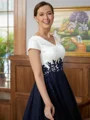 A-Line/Princess V-neck Tea-Length Chiffon Mother of the Bride Dresses Applique