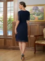 Sheath/Column Scoop Knee-Length Chiffon Mother of the Bride Dresses With Beading