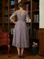 A-Line/Princess Scoop Tea-Length Chiffon Mother of the Bride Dresses With Lace