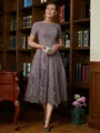 A-Line/Princess Scoop Tea-Length Chiffon Mother of the Bride Dresses With Lace
