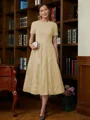 A-Line/Princess Scoop Tea-Length Chiffon Mother of the Bride Dresses With Lace