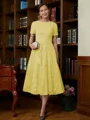 A-Line/Princess Scoop Tea-Length Chiffon Mother of the Bride Dresses With Lace