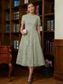 A-Line/Princess Scoop Tea-Length Chiffon Mother of the Bride Dresses With Lace