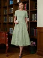 A-Line/Princess Scoop Tea-Length Chiffon Mother of the Bride Dresses With Lace