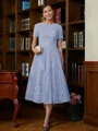 A-Line/Princess Scoop Tea-Length Chiffon Mother of the Bride Dresses With Lace