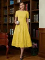 A-Line/Princess Scoop Tea-Length Chiffon Mother of the Bride Dresses With Lace