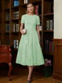 A-Line/Princess Scoop Tea-Length Chiffon Mother of the Bride Dresses With Lace