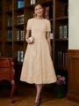 A-Line/Princess Scoop Tea-Length Chiffon Mother of the Bride Dresses With Lace