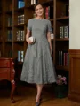 A-Line/Princess Scoop Tea-Length Chiffon Mother of the Bride Dresses With Lace