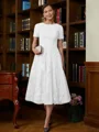 A-Line/Princess Scoop Tea-Length Chiffon Mother of the Bride Dresses With Lace