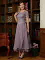 A-Line/Princess Scoop Ankle-Length Chiffon Mother of the Bride Dresses With Lace
