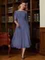 A-Line/Princess Scoop Tea-Length Chiffon Mother of the Bride Dresses With Lace