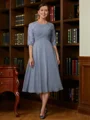 A-Line/Princess Scoop Tea-Length Chiffon Mother of the Bride Dresses With Lace
