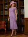 Sheath/Column Scoop Tea-Length Chiffon Mother of the Bride Dresses With Applique