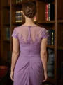 Sheath/Column Scoop Tea-Length Chiffon Mother of the Bride Dresses With Applique