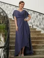 A-Line/Princess V-neck Asymmetrical Chiffon Mother of the Bride Dresses With Beading