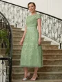A-Line/Princess Scoop Tea-Length Tulle Mother of the Bride Dresses With Lace
