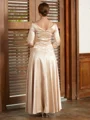 A-Line/Princess V-neck Ankle-Length Silk Like Satin Mother of the Bride Dresses With Ruffles