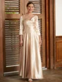 A-Line/Princess V-neck Ankle-Length Silk Like Satin Mother of the Bride Dresses With Ruffles