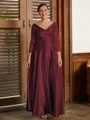A-Line/Princess V-neck Ankle-Length Silk Like Satin Mother of the Bride Dresses With Ruffles
