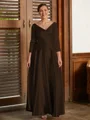 A-Line/Princess V-neck Ankle-Length Silk Like Satin Mother of the Bride Dresses With Ruffles