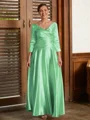 A-Line/Princess V-neck Ankle-Length Silk Like Satin Mother of the Bride Dresses With Ruffles