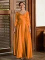 A-Line/Princess V-neck Ankle-Length Silk Like Satin Mother of the Bride Dresses With Ruffles