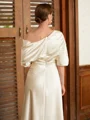 A-Line/Princess Off-the-Shoulder Tea-Length Charmeuse Mother of the Bride Dresses With Ruffles