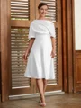 A-Line/Princess Off-the-Shoulder Tea-Length Charmeuse Mother of the Bride Dresses With Ruffles