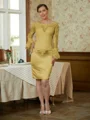 Sheath/Column Scoop Knee-Length Satin Mother of the Bride Dresses With Lace